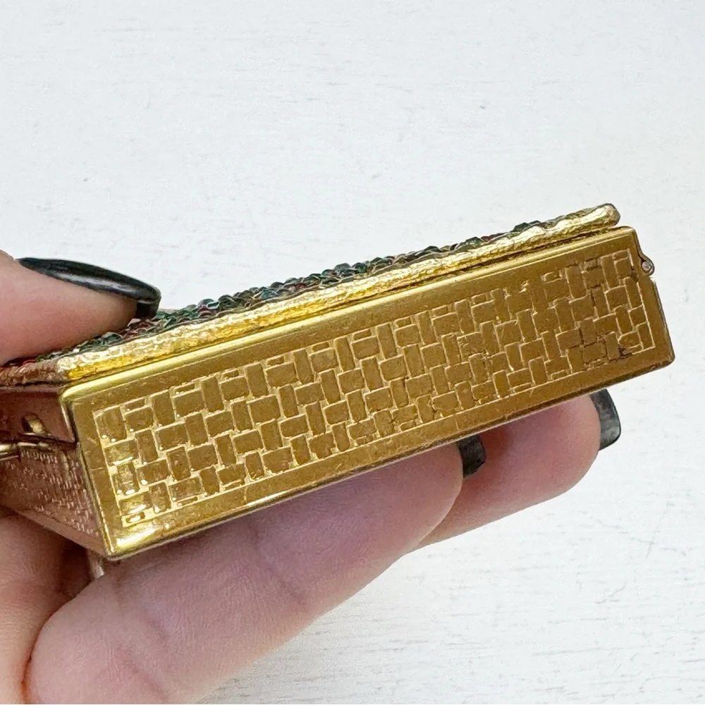 Vintage 1950s Dorset Fifth Ave Multicolor Rhinestone Compact Goldtone